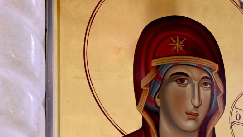 FRESCOE ICONS in orthodox church , religion theme.