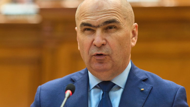Bucharest, Romania. 7 Sep 2025: Ilie Bolojan, Prime Minister of Romania, gives his speech during the debate on the four motions of no confidence filed by the Alliance for the Union of Romanians (AUR) in response to the government's decision to assume resp