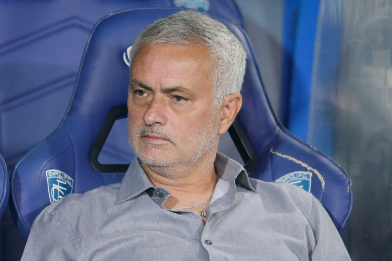 RomaÕs Portugal coach Jose Mourinho looks during the Serie A football match between Empoli vs As Roma at the Carlo Castellani Stadium Empoli, north Italy, on September 12, 2022.