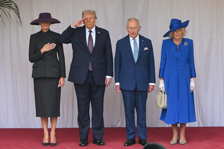 US President Donald Trump and first Lady Melania Trump visit King Charles III and Queen Camilla at Windsor Castle on day two of the US President Donald Trump's state visit to the UK