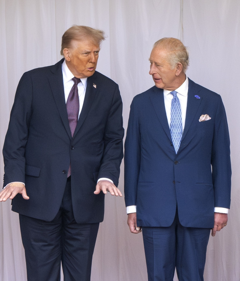 Regele Charles al III-lea și Donald Trump, în timpul vizitei președintelui american în Marea Britanie/ Profimedia