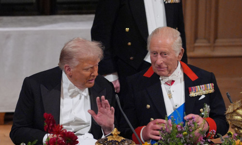 Regele Charles al III-lea și Donald Trump, în timpul vizitei președintelui american în Marea Britanie/ Profimedia