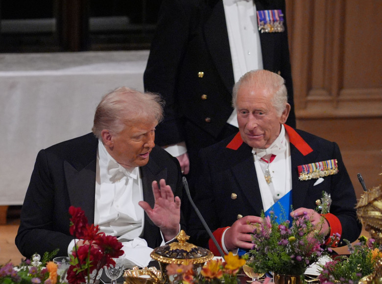 Regele Charles al III-lea și Donald Trump, în timpul vizitei președintelui american în Marea Britanie/ Profimedia