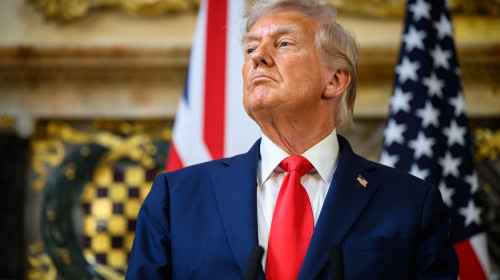 US President Donald Trump during a press conference at Chequers, near Aylesbury in Buckinghamshire, on day two of the president&apos;s second state visit to the UK. Picture date: Thursday September 18, 2025.
