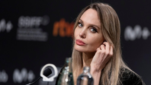 Angelina Jolie attended "Couture" the press conference during 73st San Sebastian International Film Festival at Kursaal Palace on September 22, 2025 in Donostia / San Sebastian, Spain.