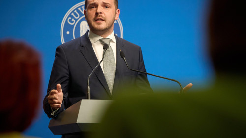 Bucharest, Romania. 21st July, 2025: Alexandru Rogobete, Romanian Minister of Health, speaks during a press conference presenting the health reform package at Victoria Palace, Romanian Government Headquarters. Credit: Lucian Alecu/Alamy Live News