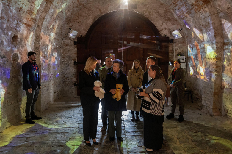 The Princess Royal (centre) and Ukraine's First Lady Olena Zelenska (left) during a visit to the Children's Memorial at the National Museum of the History of Ukraine in the Second World War Memorial Complex in Kyiv, after making a surprise trip to Ukraine
