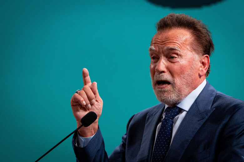 Castel Gandolfo, Italy. 01st Oct, 2025. Arnold Schwarzenegger delivers his speech during the International conference "Raising Hope for Climate Justice", in Castel Gandolfo. Credit: SOPA Images Limited/Alamy Live News