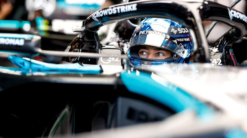 RUSSELL George (gbr), Mercedes AMG F1 Team W16, portrait during the 2025 Formula 1 Singapore Grand Prix, 18th round of the 2025 FIA Formula One World Championship from October 3 to 5, 2025 on the Marina Bay Street Circuit, in Singapore