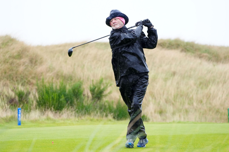 Bill Murray tees off the 5th during day two of the 2025 Alfred Dunhill Links Championship at Kingsbarns Golf Links course. Picture date: Friday October 3, 2025.
