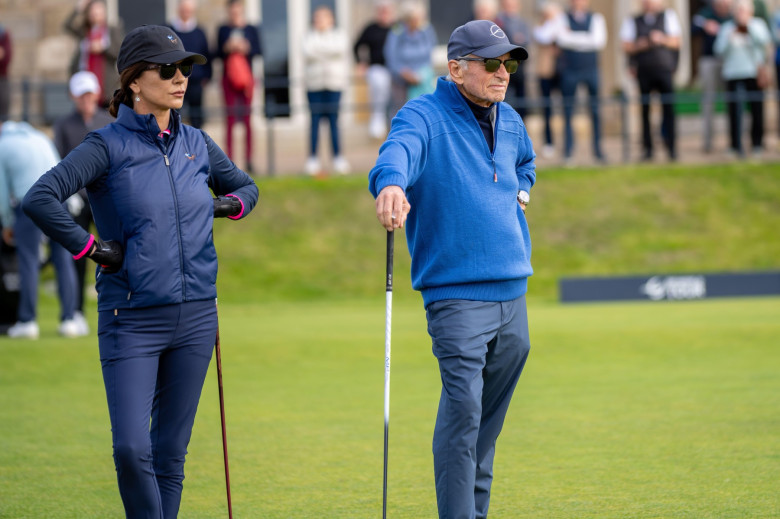 St Andrews, Scotland. 30th September 2025. Hollywood legends Michael Douglas and Catherine Zeta-Jones playing the Old Course together ahead of the Alfred Dunhill Links Championship. Credit:Tim Gray/Alamy Live News