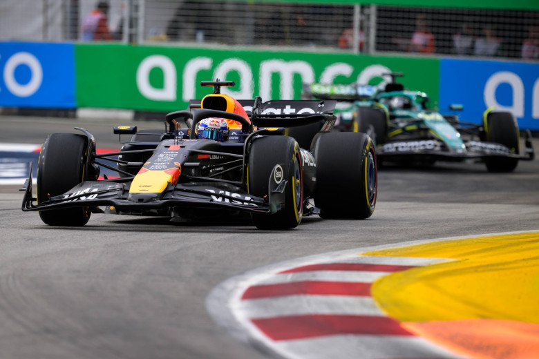 Marina Bay Street Circuit, Singapore. 4th Oct 2025. Max Verstappen of Oracle Red Bull Racing During FP3. Ahmad Al Shehab/Alamy Live News.