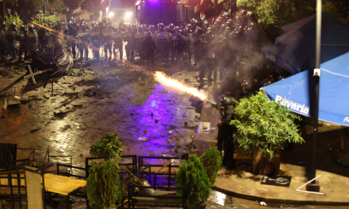 Clashes erupted during protests in Georgia