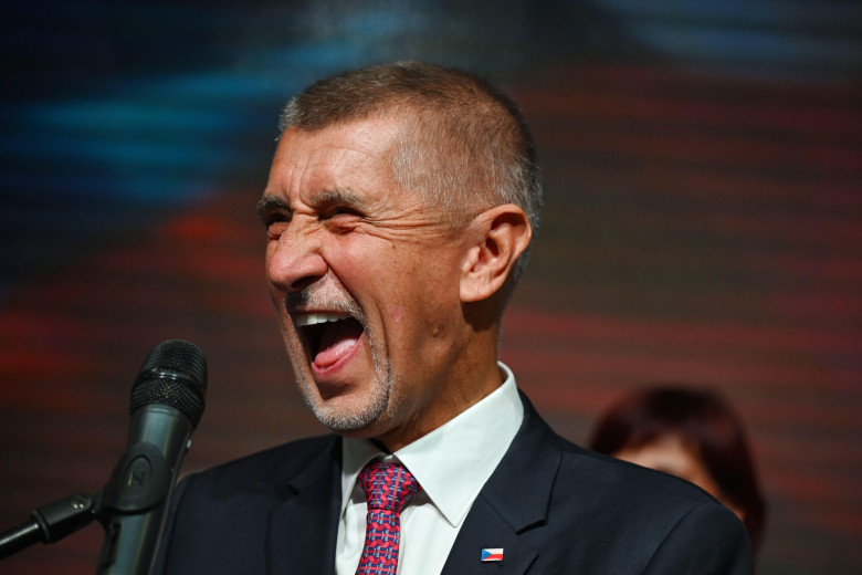 Prague, Czech Republic. 04th Oct, 2025. Andrej Babis, former Czech prime minister and leader of ANO party speaks to the media at the election headquarter of ANO party after the Czech parliament elections. ANO party led by Andrej Babis won Czech parliament