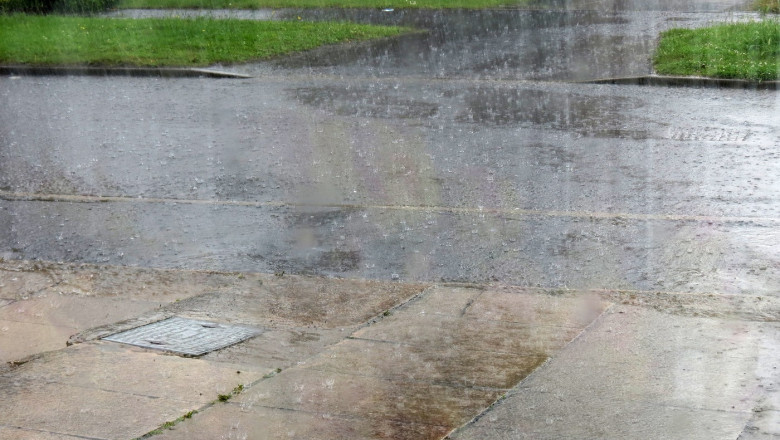 Heavy rain.