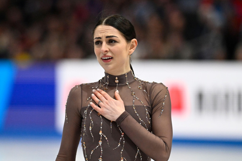 Boston, Mass. 28th Mar, 2025. Julia Sauter of Romania skates in the women's free skate program at TD Garden. Eric Canha/CSM/Alamy Live News