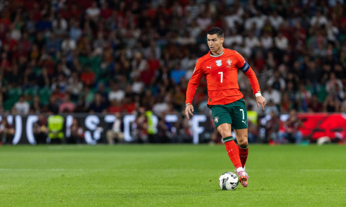 Cristiano Ronaldo of Portugal seen in action during the FIFA World Cup 2026 qualifying round match between Portugal and Hungary at Alvalade Stadium. (Final score: Portugal 2 -2 Hungary)