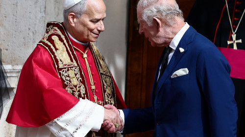 Britain&apos;s King Charles and Queen Camilla make their first state visit to the Holy See since Pope Leo XIV&apos;s election