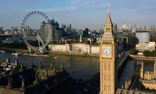 Big Ben and The London Eye are seen on a summer evening