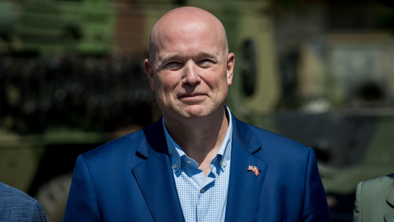 ADAZI, Latvia. 15th June, 2025. Matthew Whitaker, US Ambassador to NATO visit at Adazi Military Base. Credit: Gints Ivuskans/Alamy Live News