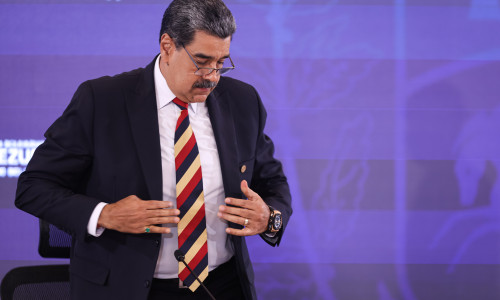 Nicolas Maduro Addresses The Media In Caracas