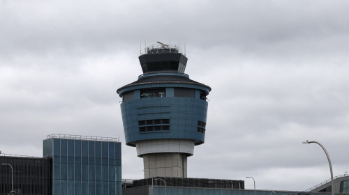 Air traffic control tower at LaGuardia Airport in Queens borough of New York City