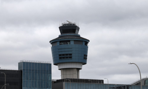 Air traffic control tower at LaGuardia Airport in Queens borough of New York City
