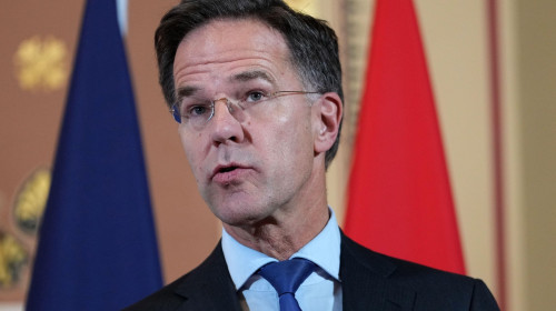 Nato secretary-general Mark Rutte speaking to the media following a meeting with the Coalition of the Willing allies at the Foreign, Commonwealth and Development Office (FCDO) in Westminster, London. The UK and France have led efforts to bring together co