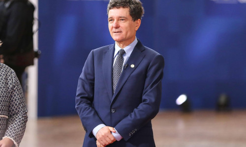 Brüssel, Belgien, 23.10.2025: Europa-Gebäude: Europäischer Rat: Nicusor Dan, Präsident von Rumänien *** Brussels, Belgiu