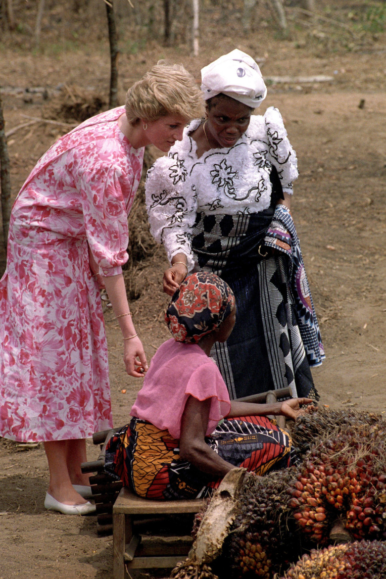 File photo dated 19/03/90 of Diana, Princess of Wales wearing an outfit designed by Paul Costelloe, whilst watching rural farming at a village near Port Harcourt. Diana, Princess of Wales's former personal designer Paul Costelloe has died aged 80, his lab