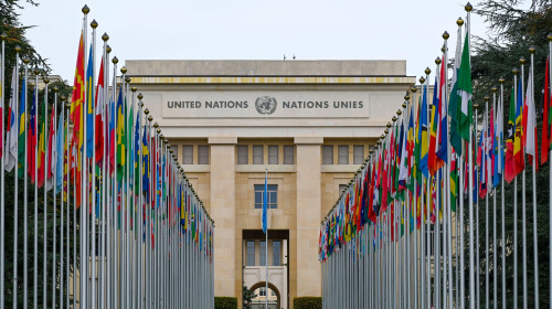 GENEVA - OCT 13: The office of the United Nations in Geneva on October 13.2025 in Switzerland