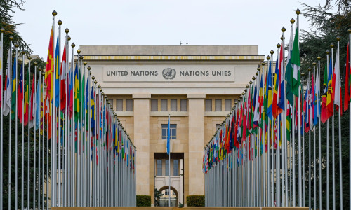 GENEVA - OCT 13: The office of the United Nations in Geneva on October 13.2025 in Switzerland