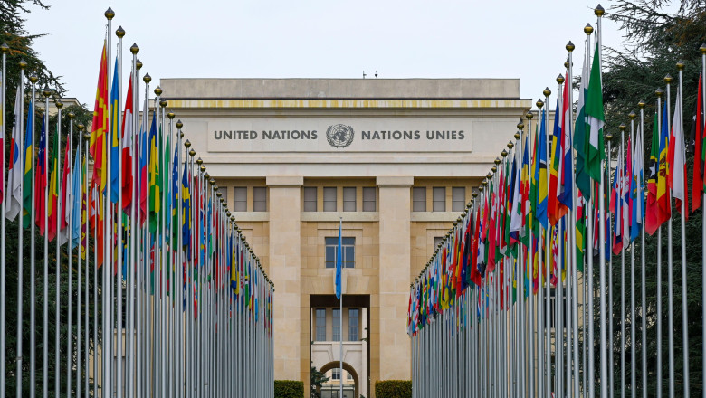 GENEVA - OCT 13: The office of the United Nations in Geneva on October 13.2025 in Switzerland