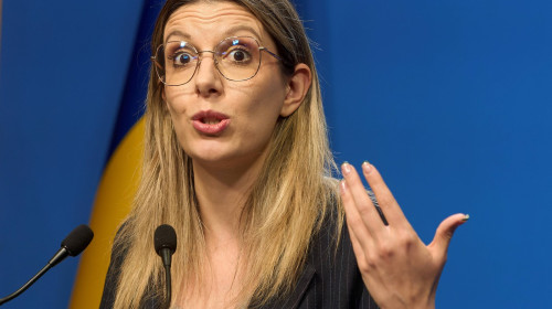 Romanian Minister of Environment, Press Conference, Bucharest, Romania