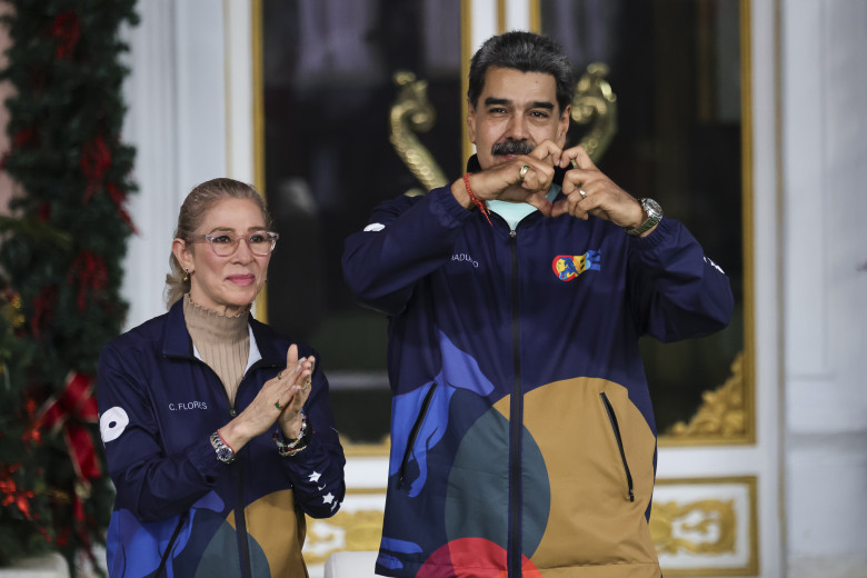 Nicolas Maduro Receives A Contingent At Miraflores On The Venezuelan Student Day