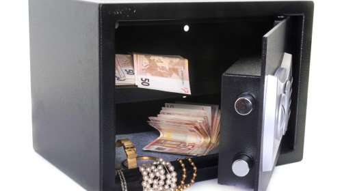 strong box in front of white background