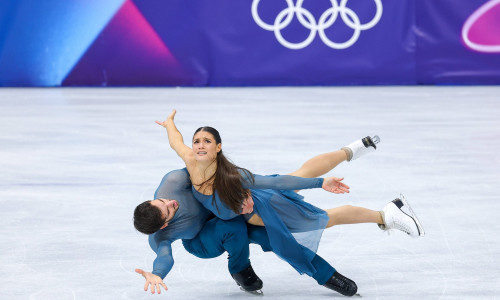 MILAN, ITALY - FEBRUARY 11: Laurence Fournier Beaudry and Guillaume Cizeron of Team France compete in the Figure skating
