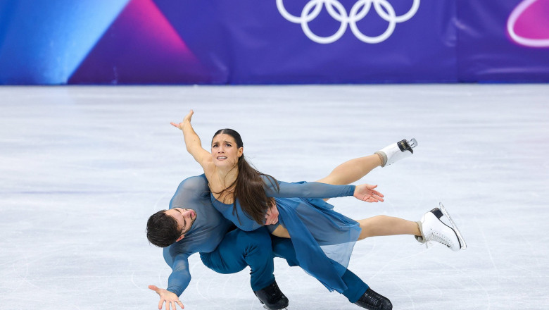 MILAN, ITALY - FEBRUARY 11: Laurence Fournier Beaudry and Guillaume Cizeron of Team France compete in the Figure skating