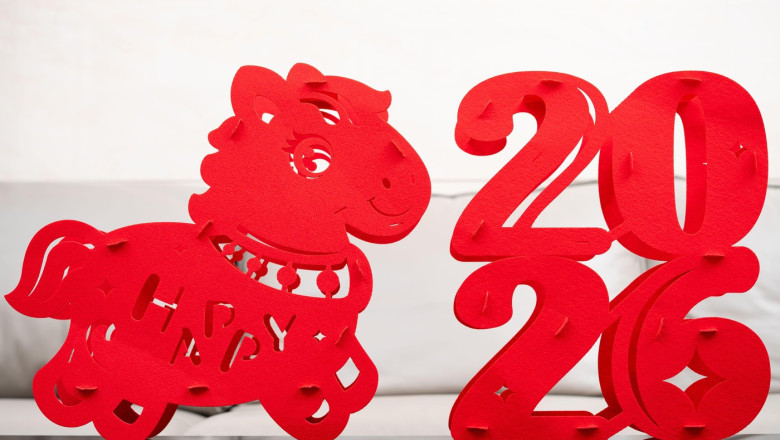 Chinese New Year of Horse 2026 mascot in a living background