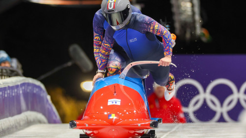 Rou - Tentea Mihai Cristian - Iordache George during the Olympic Winter Milano-Cortina 2026, Bobsleigh 2-man on February 17, 2026 at Cortina Sliding Centre in Cortina, Italy