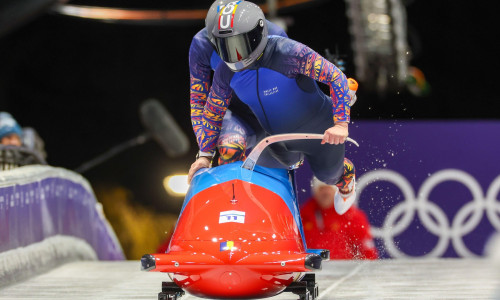 Rou - Tentea Mihai Cristian - Iordache George during the Olympic Winter Milano-Cortina 2026, Bobsleigh 2-man on February 17, 2026 at Cortina Sliding Centre in Cortina, Italy
