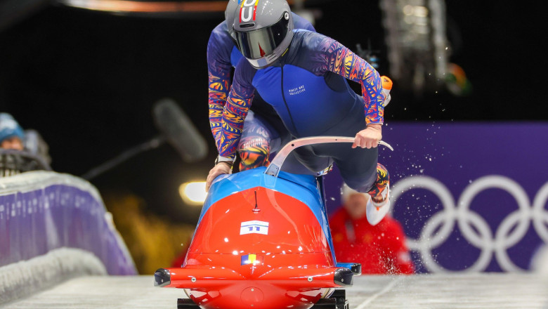 Rou - Tentea Mihai Cristian - Iordache George during the Olympic Winter Milano-Cortina 2026, Bobsleigh 2-man on February 17, 2026 at Cortina Sliding Centre in Cortina, Italy