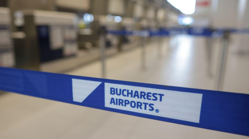 Otopeni, Romania - January 21, 2026: Departures terminal inside the Henri Coanda International Airport.