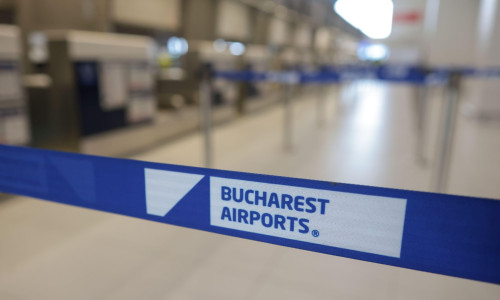 Otopeni, Romania - January 21, 2026: Departures terminal inside the Henri Coanda International Airport.