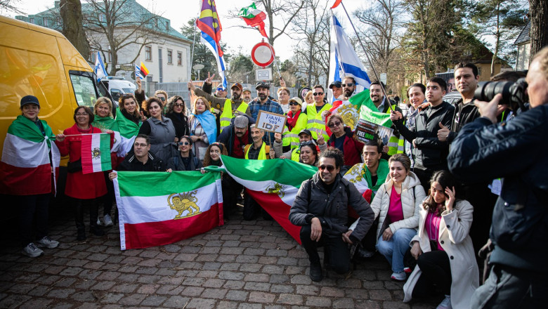 Germany: Pro Israel Iran Opposition Rally Near Israeli Embassy in Berlin