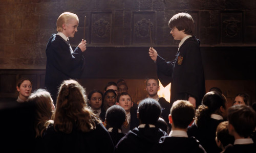 Daniel Radcliffe and Tom Felton in Harry Potter and the Chamber of Secrets - Promotional Movie Picture
