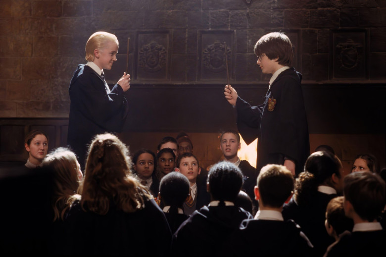 Daniel Radcliffe and Tom Felton in Harry Potter and the Chamber of Secrets - Promotional Movie Picture