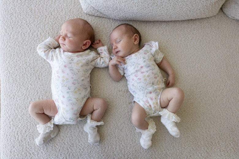 EXCLUSIVE: ‘We’re identical twins and BOTH had babies on our BIRTHDAY – we do everything together’