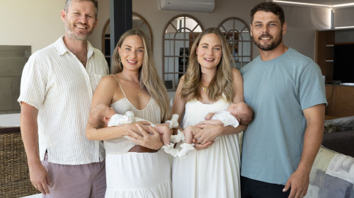 EXCLUSIVE: ‘We’re identical twins and BOTH had babies on our BIRTHDAY – we do everything together’