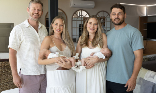 EXCLUSIVE: ‘We’re identical twins and BOTH had babies on our BIRTHDAY – we do everything together’